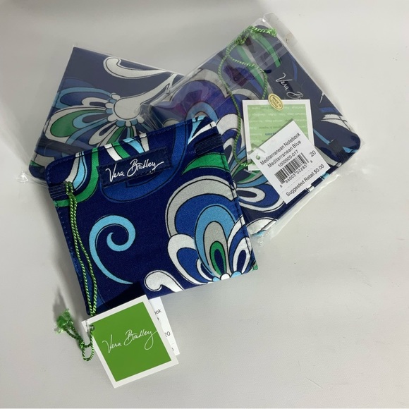 Vera Bradley NWT Notebook Mediterranean Blue 4x4 Blank Pages Elastic Band Close - Picture 10 of 10